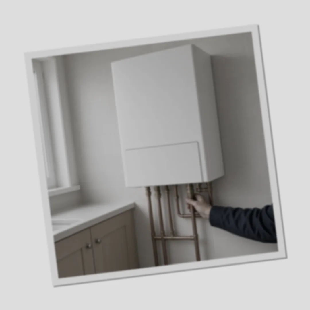 Old post: a tilted photo of a boiler